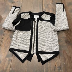 ICB New York Women’s Long Sleeve Full Zipper Black & White Lined Blazer Jacket 4